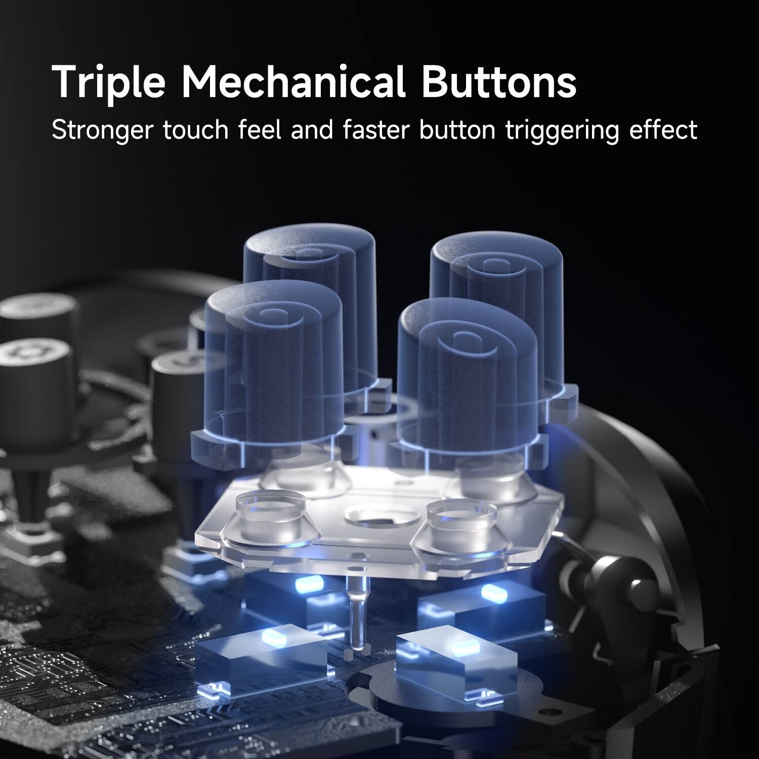 Triple Mechanical Buttons  
Stronger touch feel and faster button triggering effect