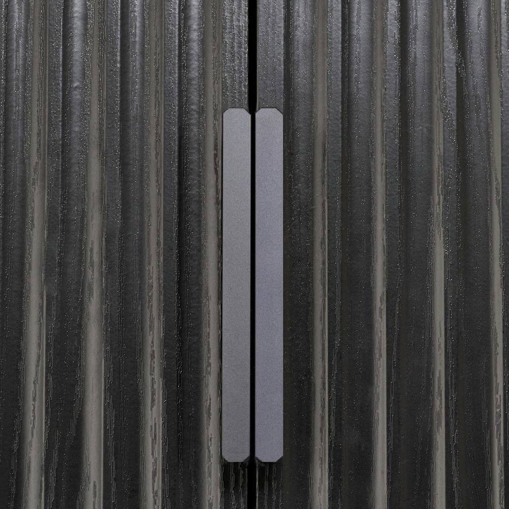 Left. Kadyn - 72" Fluted Kitchen Pantry with 3 Keyboard Drawers and Adjustable Shelves - Black - Black.