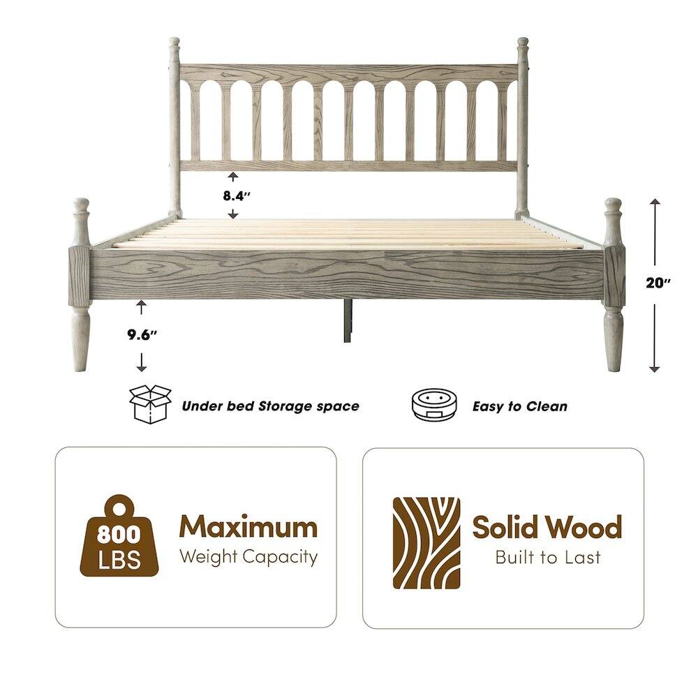 8.4" 20" 9.6" Under bed Storage space Easy to Clean 800 Maximum LBS Weight Capacity Solid Wood Built to Last