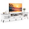 Front. Costway - Costway 71" TV Stand for TVs up to 80" with Open Compartment Side Cabinets & Drawers - White.