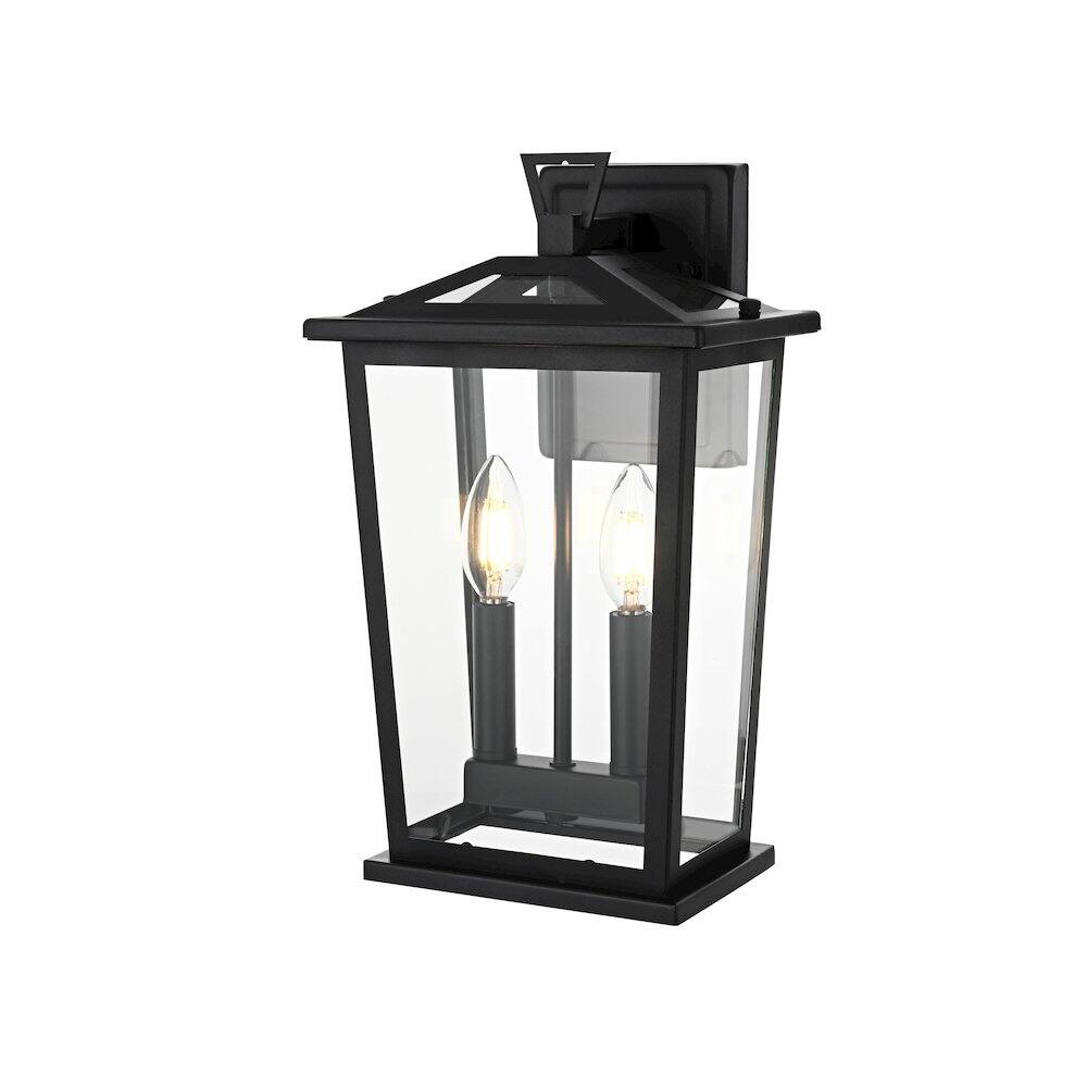 Angle. Elegant Lighting - Berks 7 inch Outdoor Pendant in Black - Black.