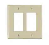 Front. Leviton - Leviton Midway Ivory 2 gang Nylon Decorator Wall Plate 1 pk - Ivory.