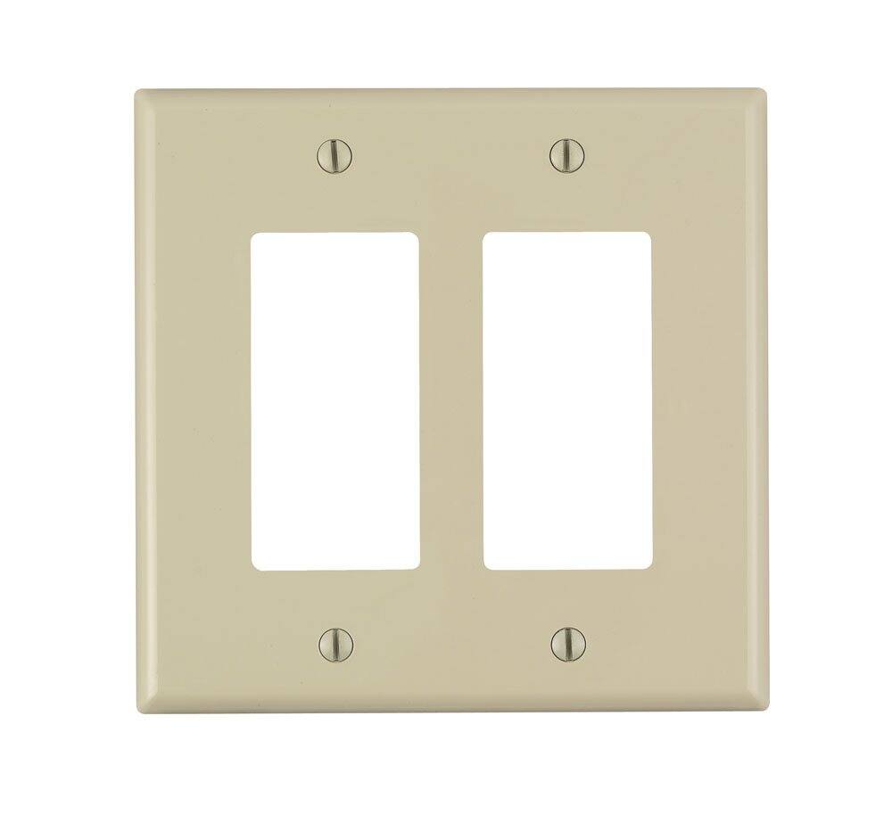 Front. Leviton - Leviton Midway Ivory 2 gang Nylon Decorator Wall Plate 1 pk - Ivory.