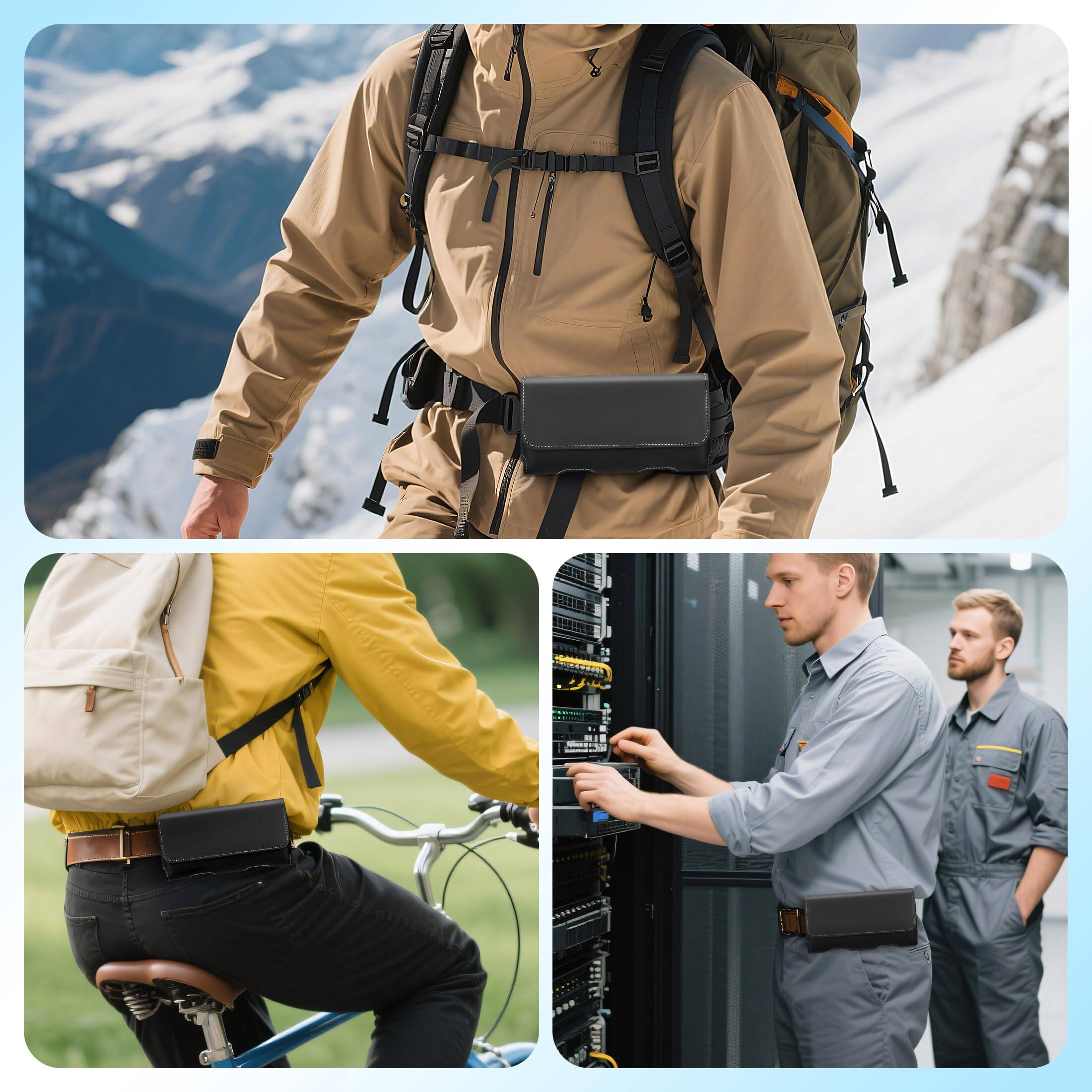 Alt View 4. VEGA AUTOMOTIVE - Universal Cowhide Leather Phone Holster With Belt Clip Compatible Galaxy S25 Ultra S24 S23 S22 Ultr S21 S20... - Brown.