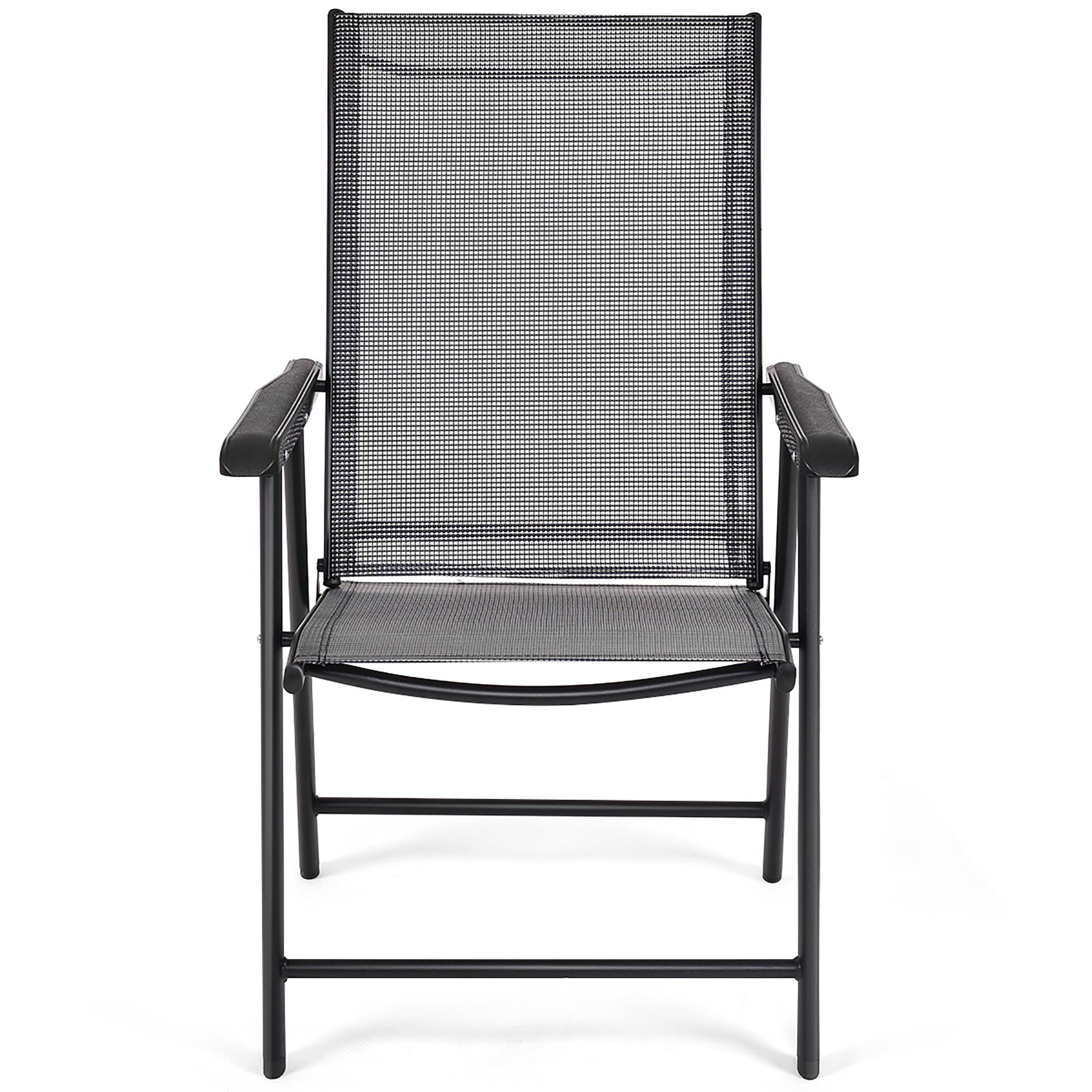 Alt View 7. Costway - Costway Set of 4 Outdoor Patio Folding Chairs Camping Deck Garden Pool Beach W/Armrest - black & gray.