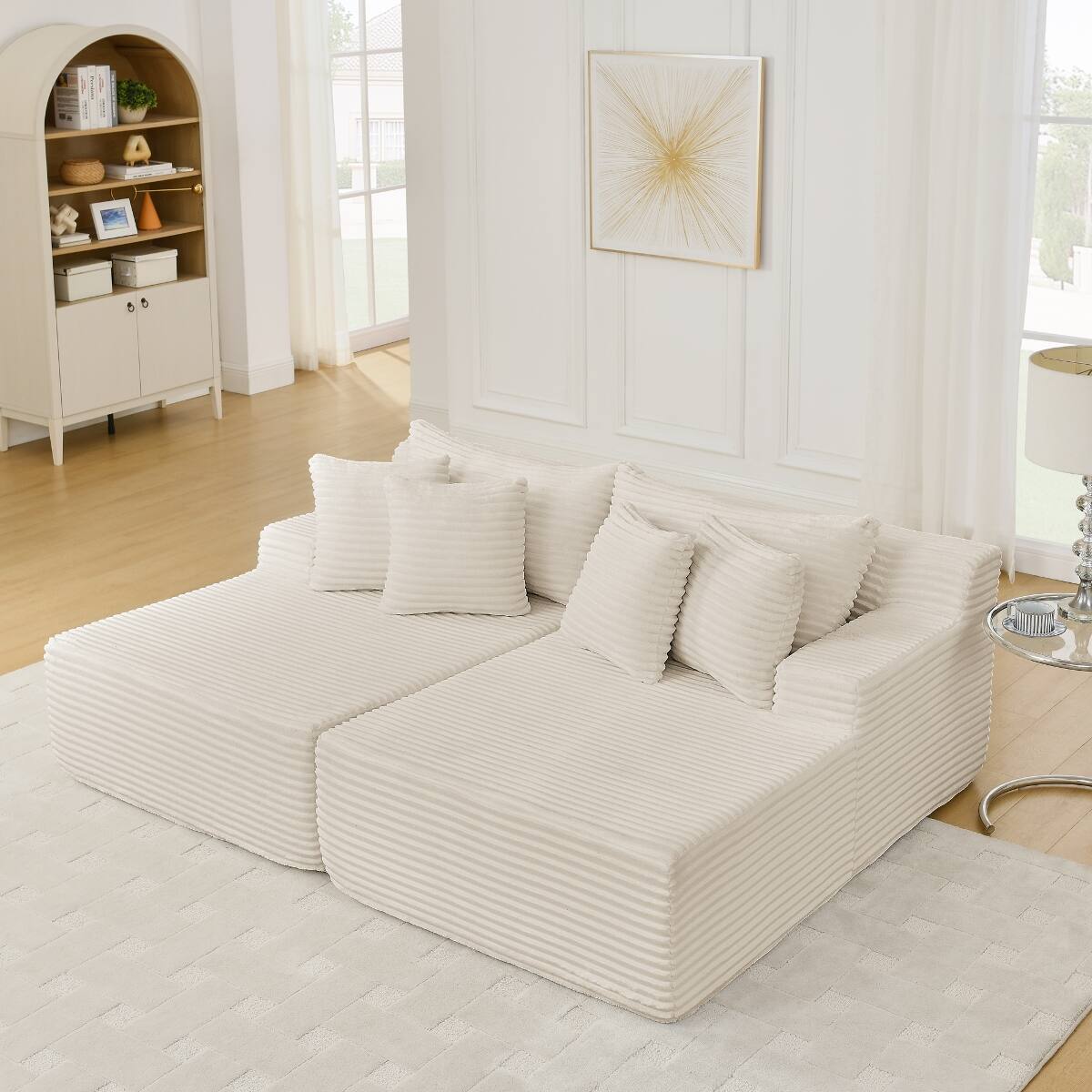 Front. Ropilly - Ropilly 2 Seater Lounge Sofa, Velvet Lounge Chair with High Density Foam, No Assembly Beige Sofa for Living Room - Beige.