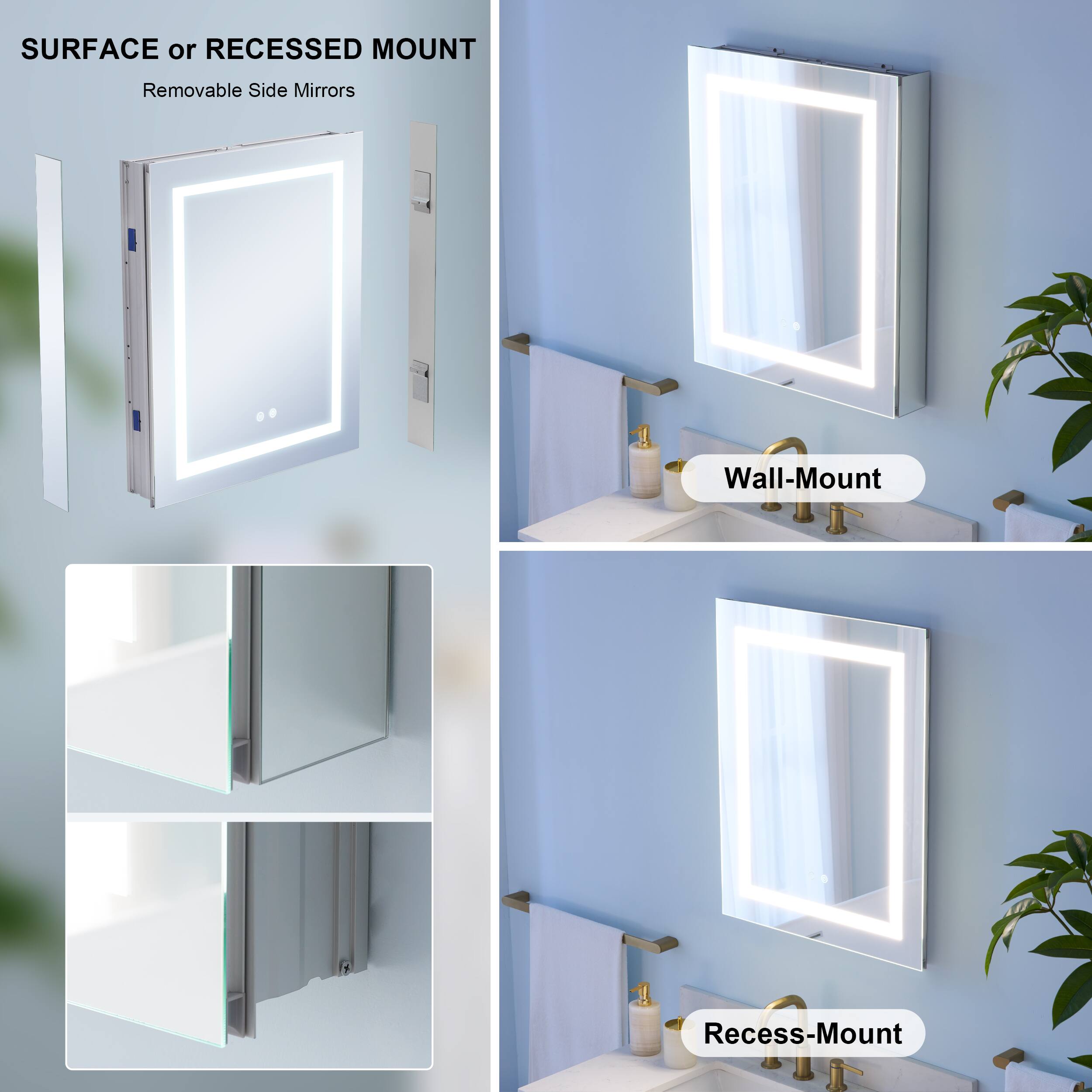 SURFACE or RECESSED MOUNT  
Removable Side Mirrors  
Wall-Mount  
Recess-Mount