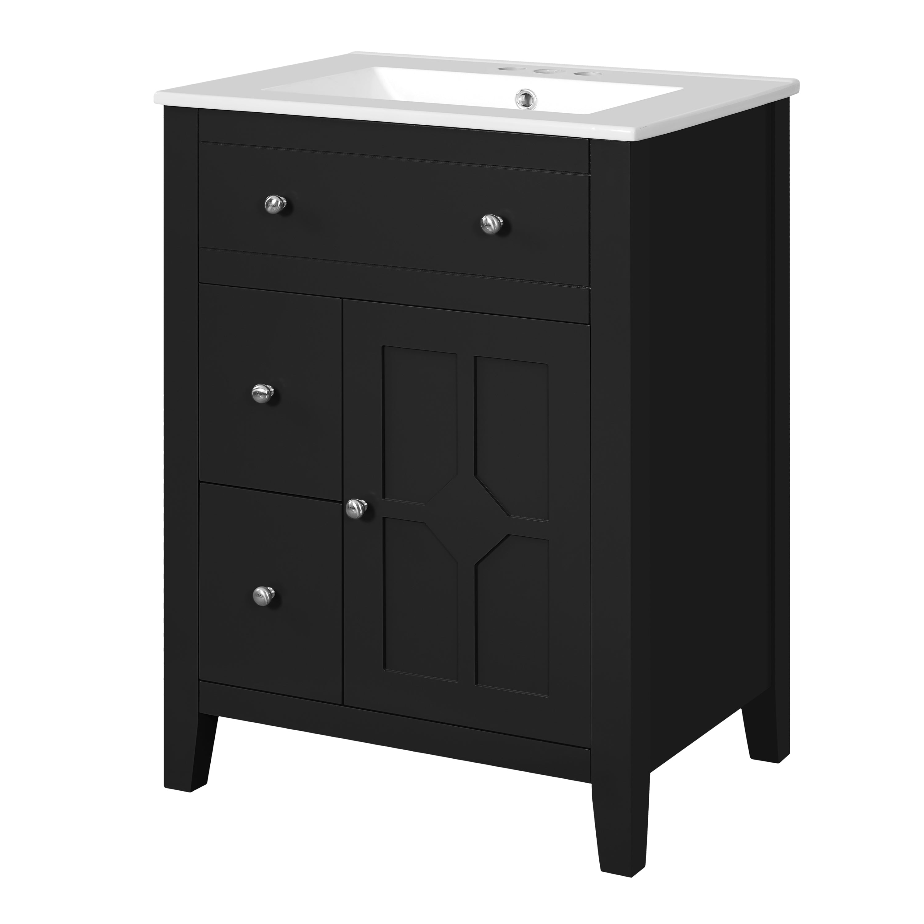 Alt View 10. Boyel Living - 24 Inch Modern Bathroom Vanity with Ceramic Basin and Drawers Black - Black.