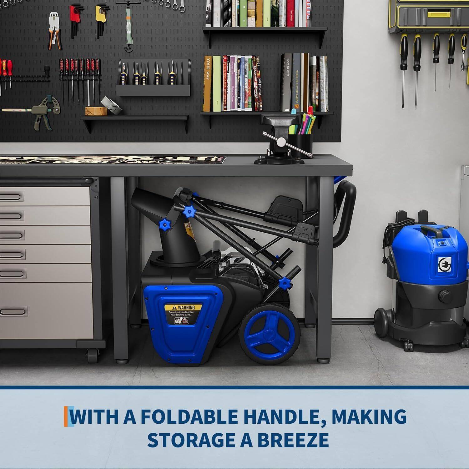 WITH A FOLDABLE HANDLE, MAKING STORAGE A BREEZE