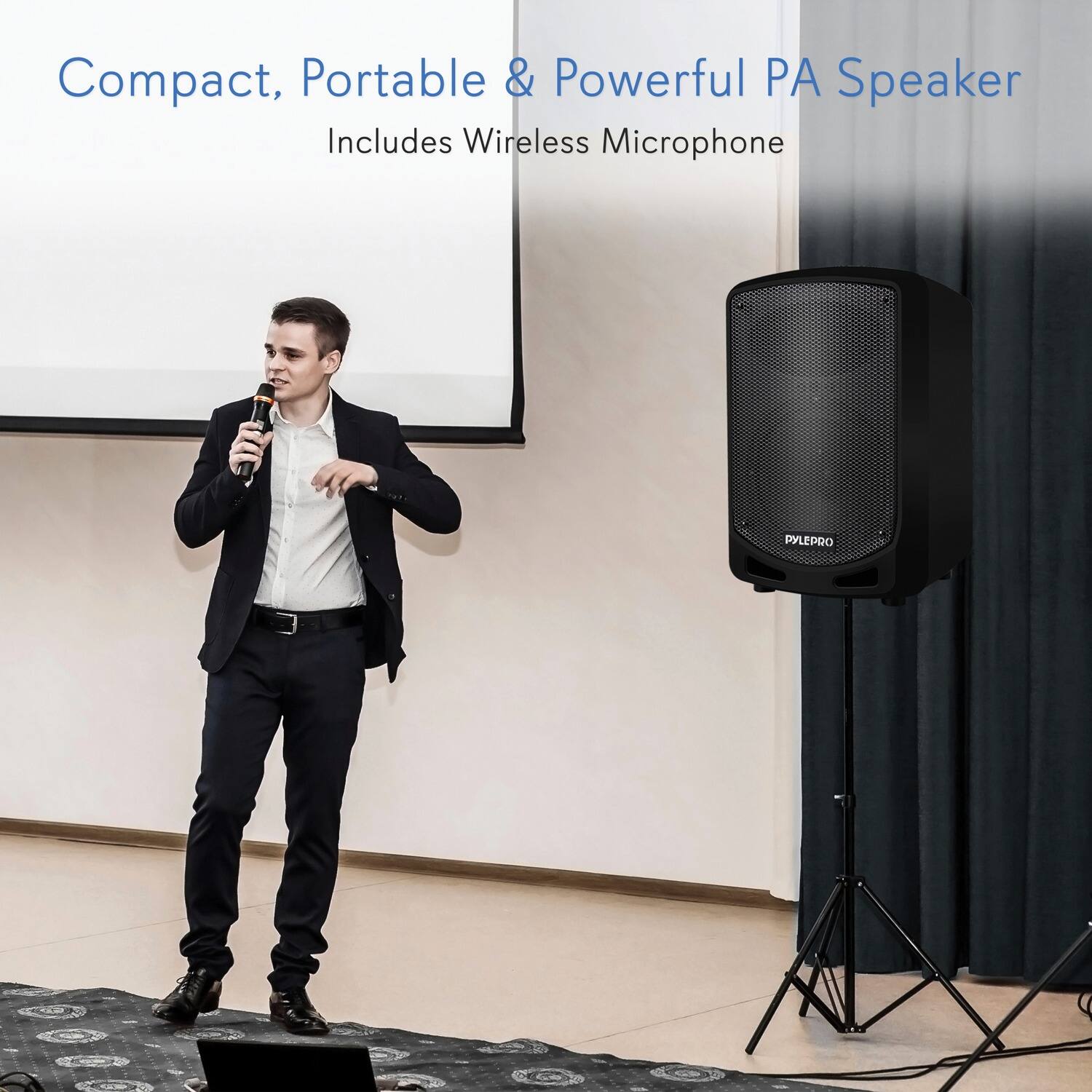 Compact, Portable & Powerful PA Speaker  
Includes Wireless Microphone