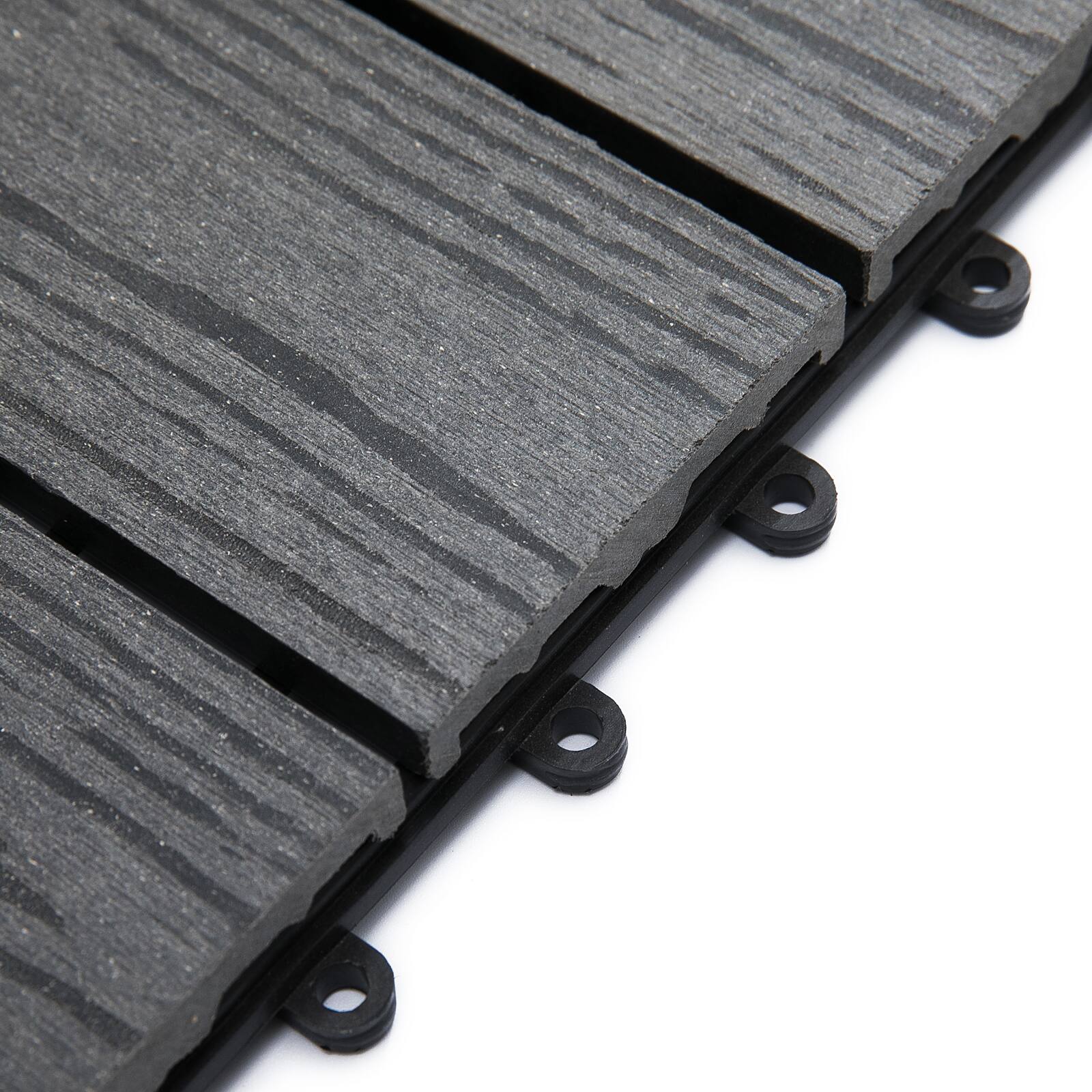 Alt View 8. Outsunny - Interlocking Deck Tiles, Pack of 11 Outdoor Flooring Patio Tiles, 12" x 12", All Weather for Porch, Balcony - Grey.