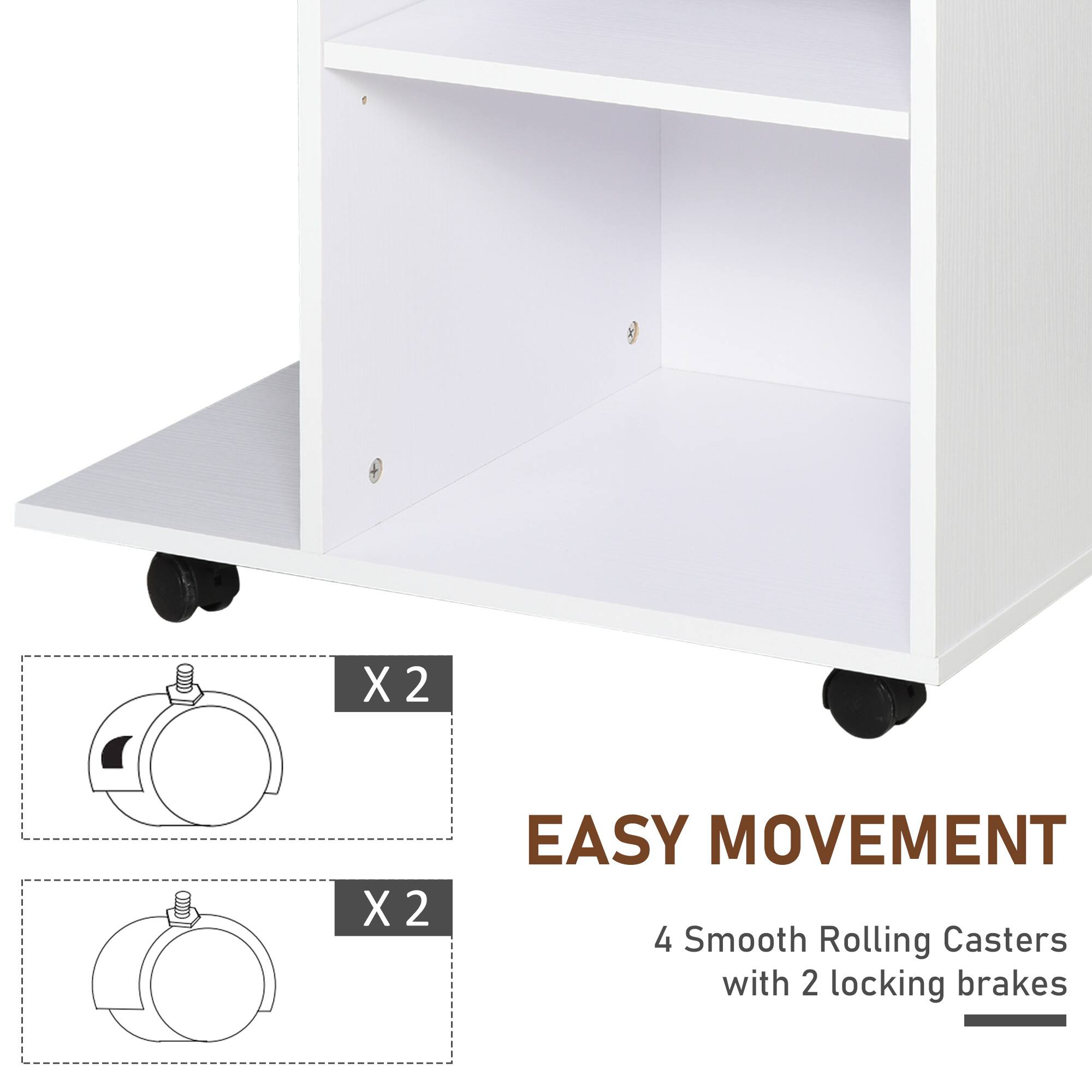 EASY MOVEMENT, 4 Smooth Rolling Casters with 2 locking brakes, X2, X2