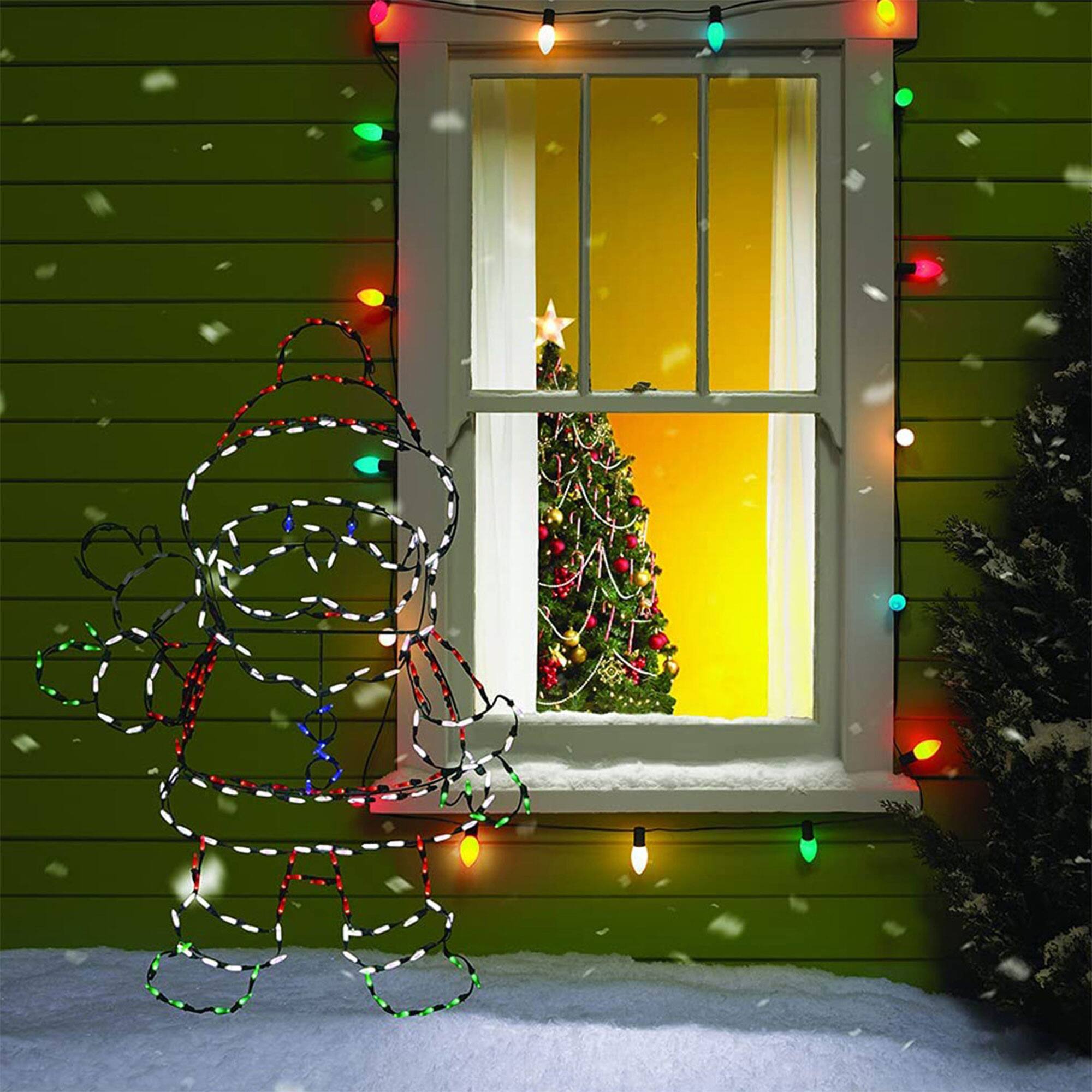 Alt View 8. ProductWorks - ProductWorks Pro Line Animated Christmas Display Set w/ 60" Snowman & 48" Santa - Multicolor.
