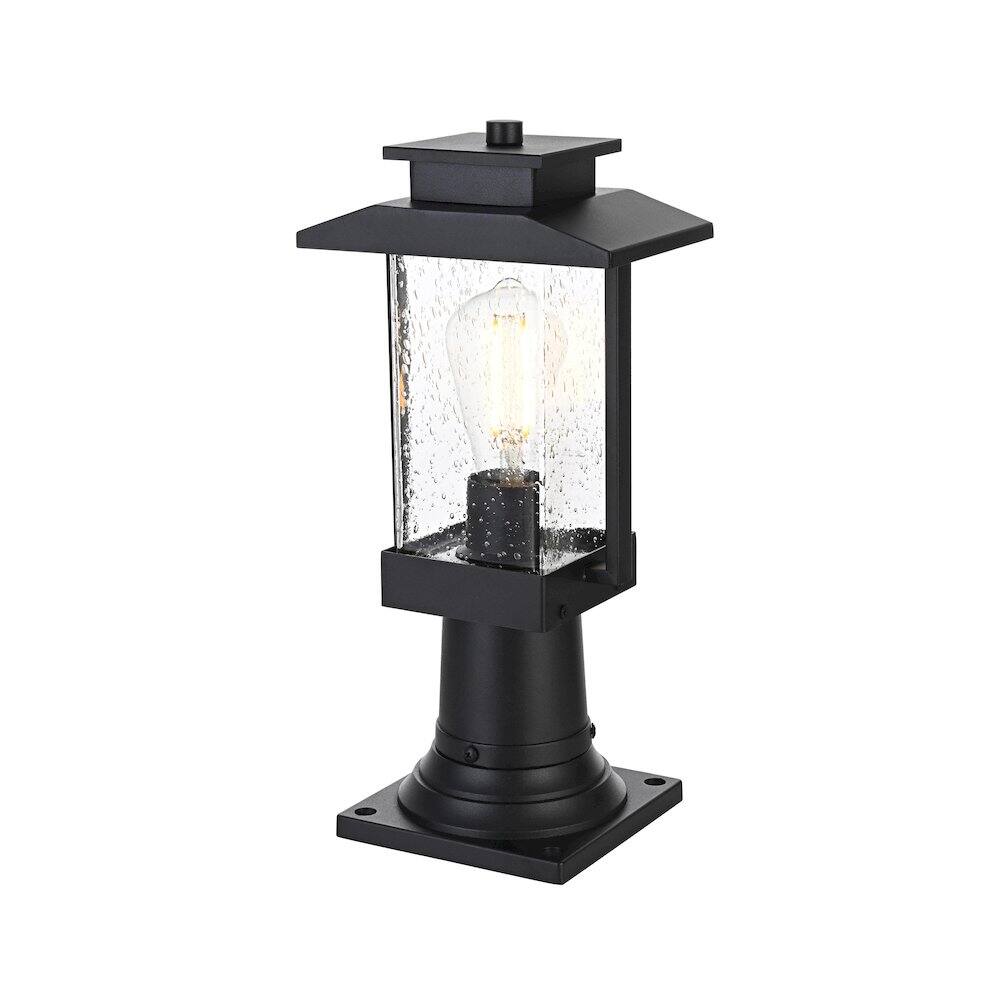 Angle. Elegant Lighting - Tioga 7 inch Outdoor Pendant in Black - Black.