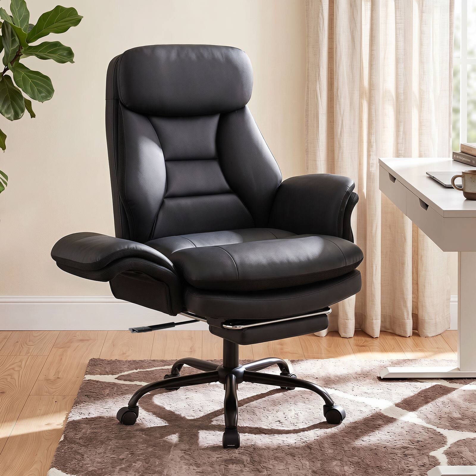 Alt View 3. Gymax - Gymax Big & Tall Office Chair w/Adjustable Backrest Armrests Footrest Storage Pockets Black - Black.