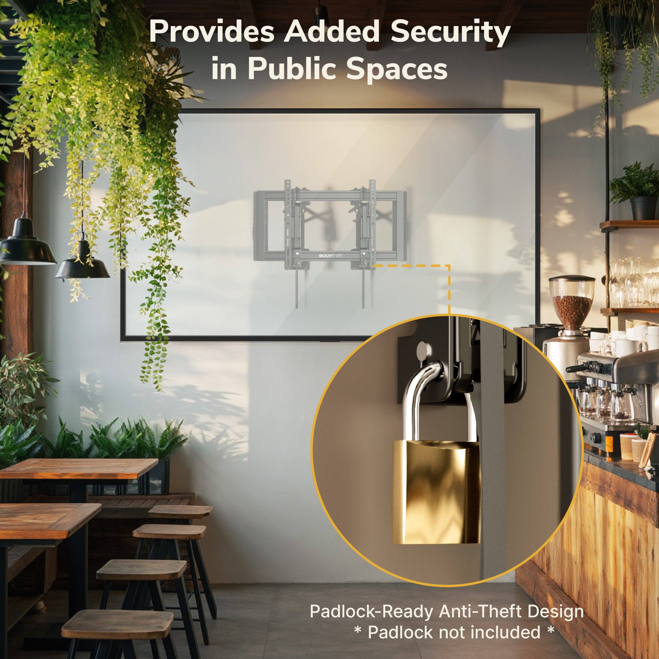 Provides Added Security in Public Spaces

Padlock-Ready Anti-Theft Design
* Padlock not included *