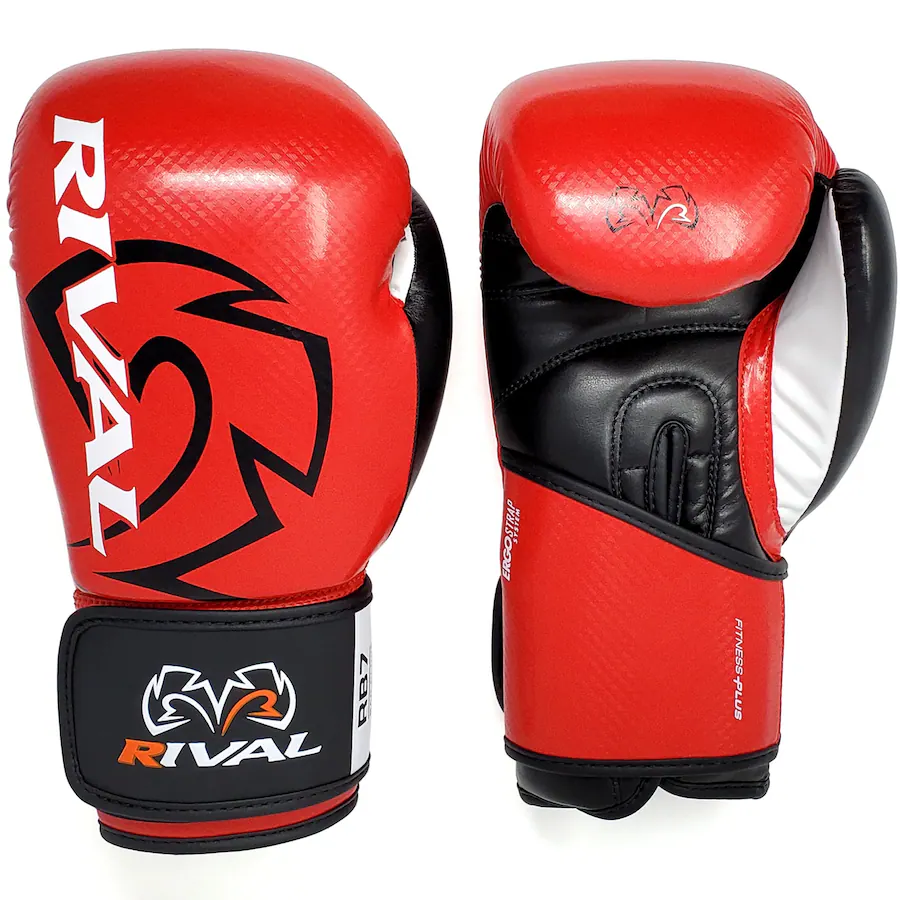 RIVAL Boxing RB7 Fitness Plus Hook and Loop Bag Gloves Medium Red/Black ...
