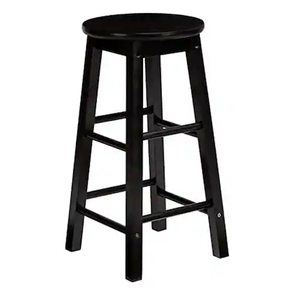 Front. PJ Wood - PJ Wood Classic Round-Seat 29 Inch Tall Kitchen Counter Stools, Black, Set of 2 - Black.