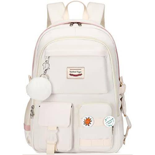 Front. Stamp n Camp - Backpack Aesthetic For Teen Girl Cute School Bag Bookbag Anime Backpacks (black) - White.