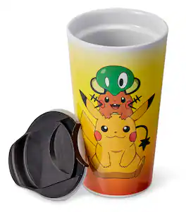 Pokémon - XY Series Travel Mug | Pikachu, Dedenne, & Squishy | Holds 16 Ounces - Yellow