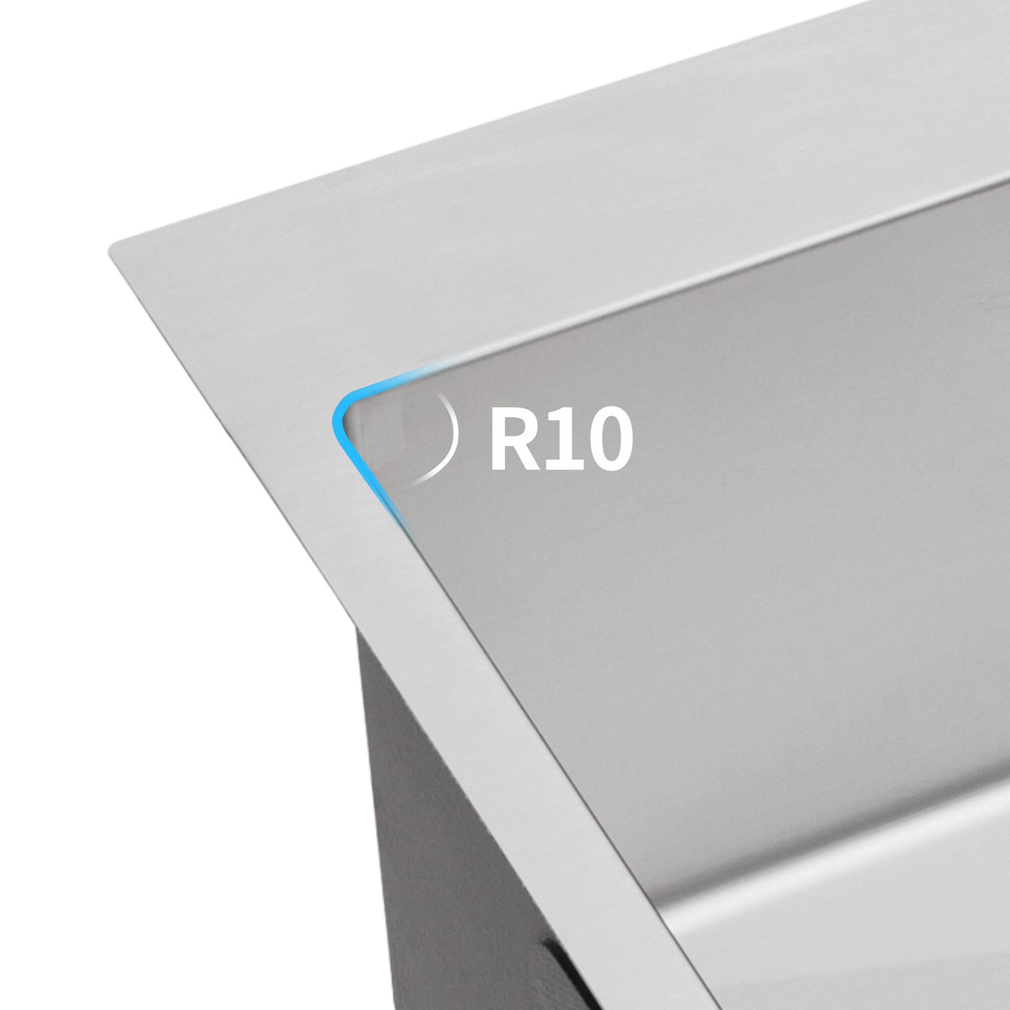 Alt View 4. Siljoy - 33x22x10"Drop-in Single Bowl Stainless Steel Kitchen Sink - Brushed Nickel.