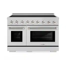 ZLINE - Autograph 48 in. 6.7 cu. ft. Paramount Freestanding Induction Range with 7 Elements and Plished Nickel Helix Handles - Stainless Steel