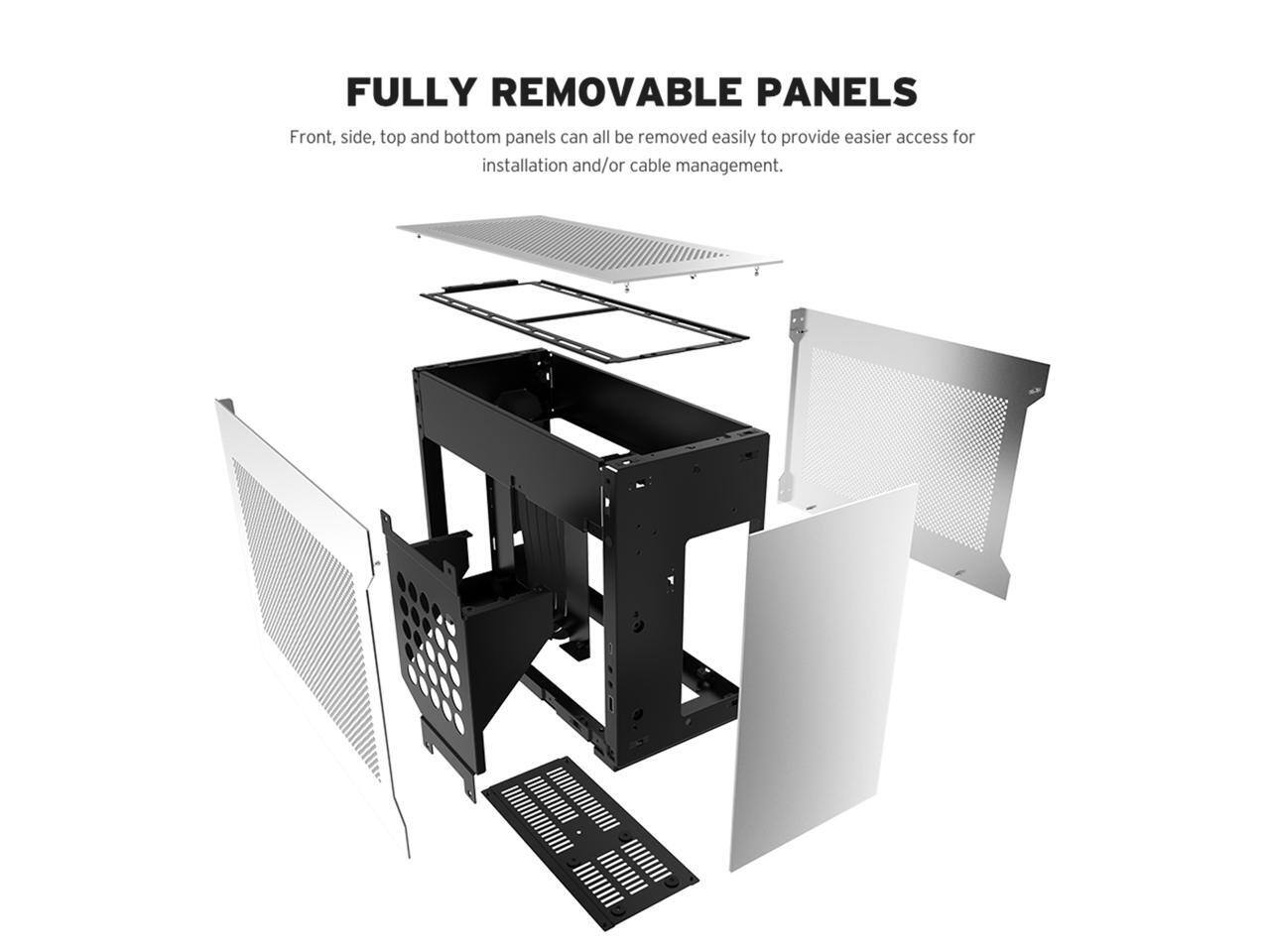 FULLY REMOVABLE PANELS  
Front, side, top and bottom panels can all be removed easily to provide easier access for installation and/or cable management.