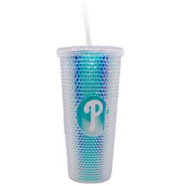 Logo Brands - 24oz. Iridescent Studded Travel Tumbler with Straw - Multicolor