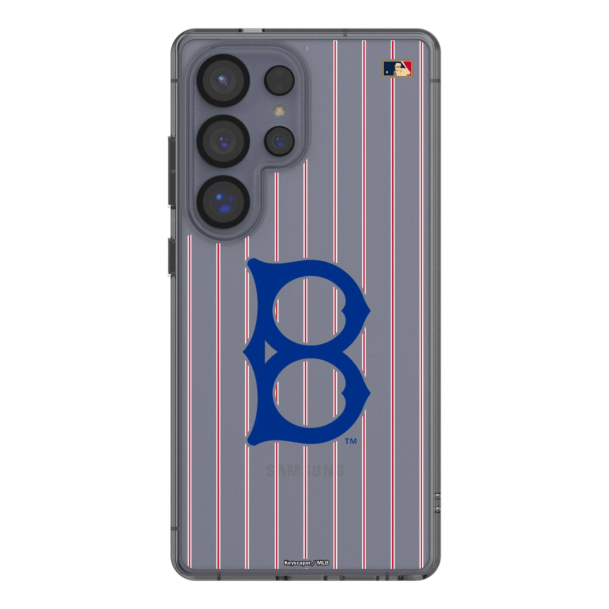 Front. Keyscaper - Brooklyn Dodgers Cooperstown Galaxy Clear Case - S23 Plus - Multicolor.