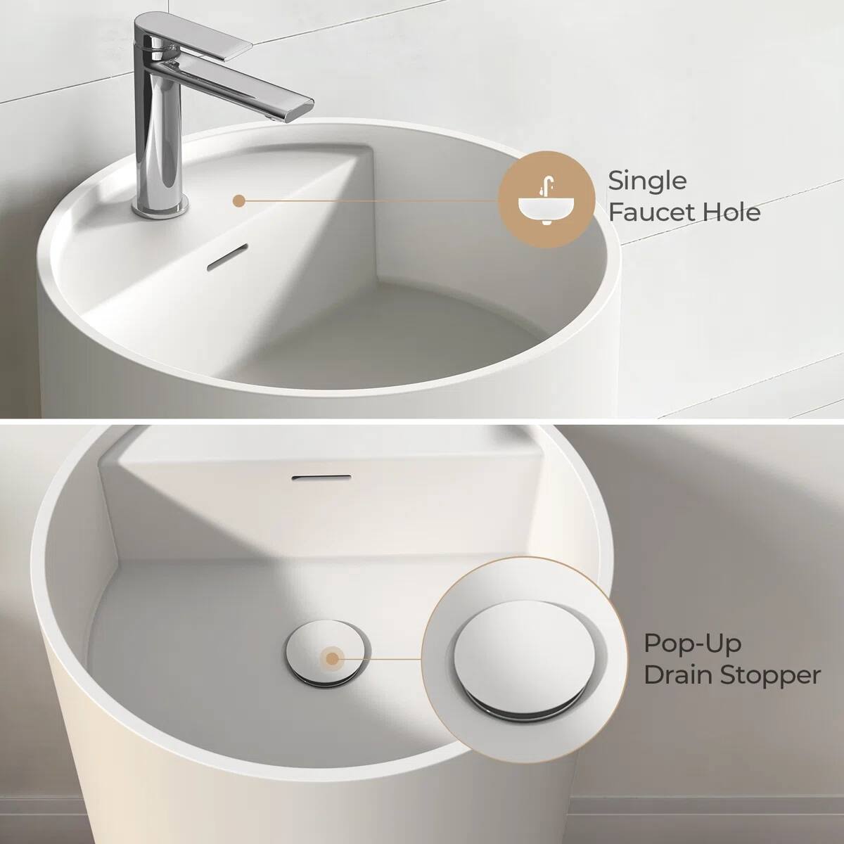 Single Faucet Hole  
Pop-Up Drain Stopper