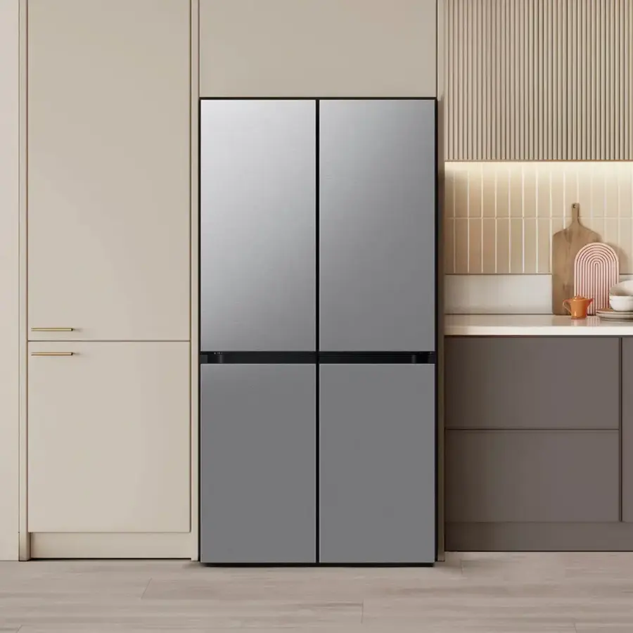 Alt View 16. Samsung - Bespoke 22 cu. ft. Counter Depth 4-Door French Door Refrigerator with Zero Clearance Fit & Sphere Ice - Stainless.