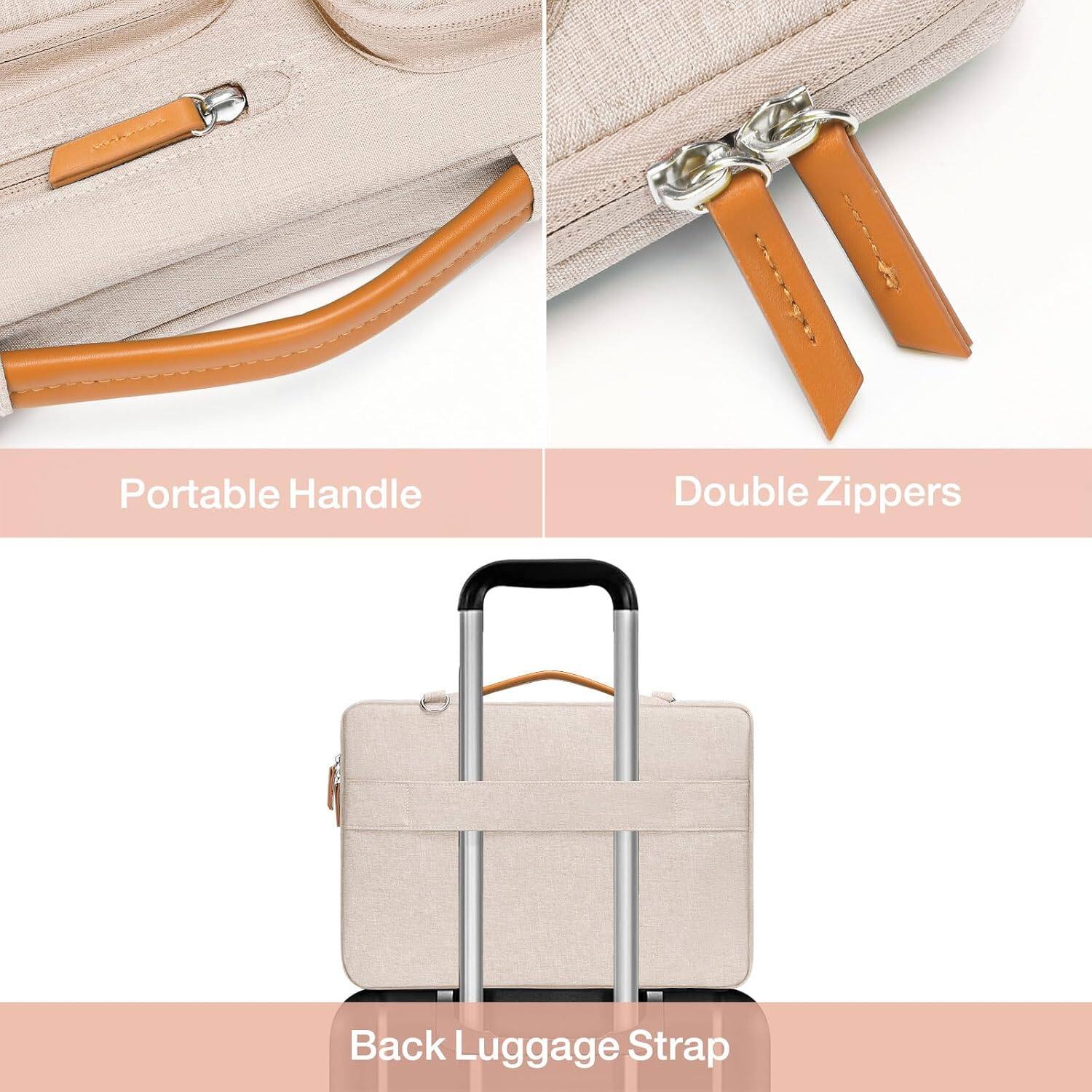 Portable Handle  
Double Zippers  
Back Luggage Strap