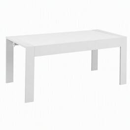 RYHNUYNE - Modern 43" Outdoor Coffee Table in Matte Aluminum,Outdoor Furniture for Deck Balcony Poolside and Porch - White