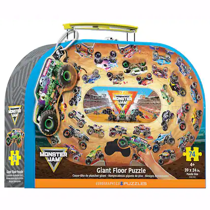 MONSTER JAM Giant Floor Puzzle Case-t a plancher plast Ihimpoecaetas ggate de Beiges Bodmpue MONSTER MAL Giant Floor Puzzle Casse-tte de plancher geant gant- Rompecabezas gigante de piso Riesiges Bodenpuzzle EUROGRAPHICS PUZZLES 74 4+ 39 X 24 in. Puzzle Size 8045-19403