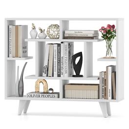 Gymax - Bookshelf Geometric Bookcase w/ Anti-Tipping Kit Storage Shelving Unit - White