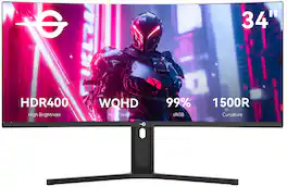 Titan-army - C34A1R 34 Inch Ultrawide 1500R Curved Gaming Monitor, 165Hz WQHD 3440x1440P, HDR400 99% sRGB, 1ms MPRT, Adaptive-sync - Black