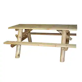 Contoured Comfort - 6' Log Picnic Table Attached Benches - Brown