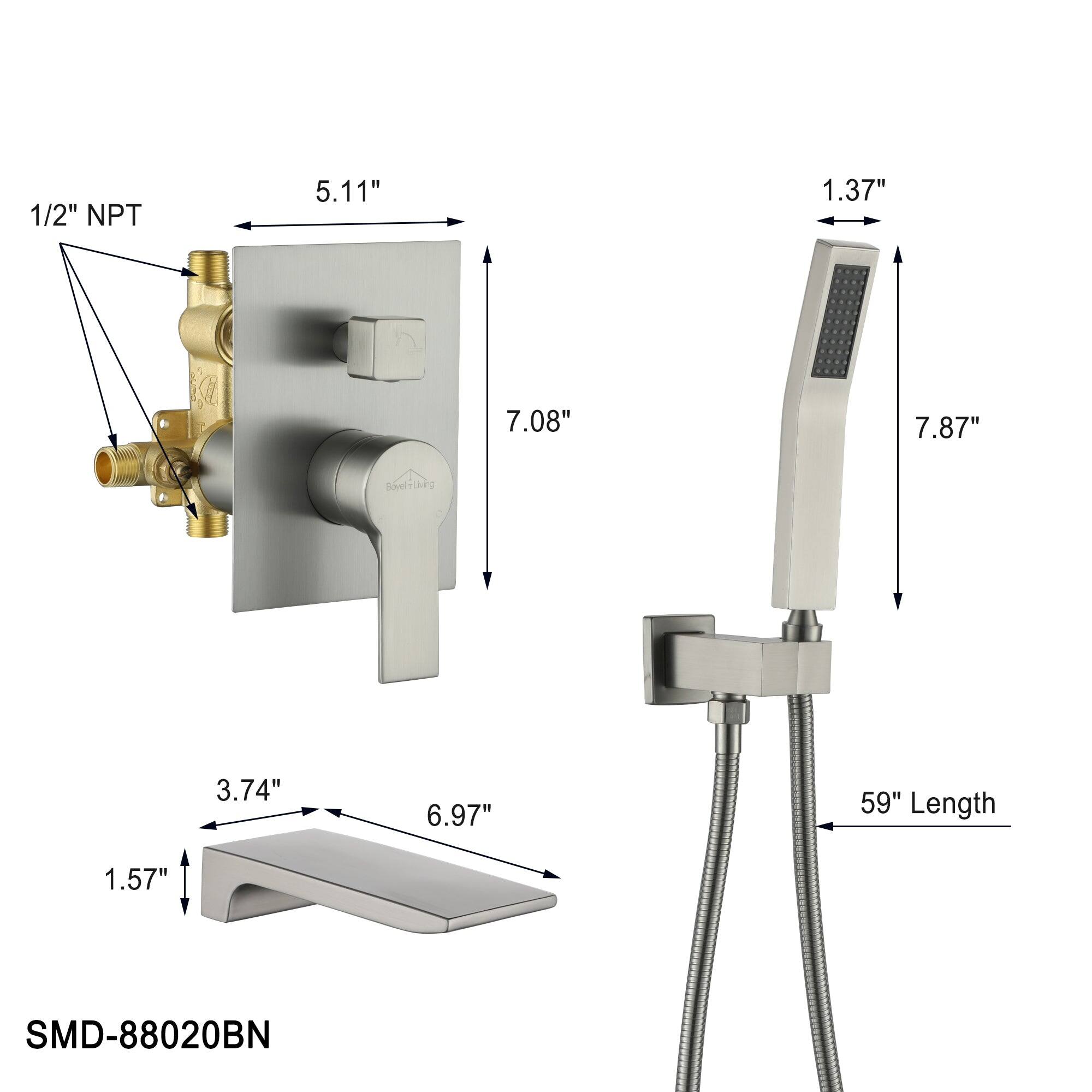 SMD-88020BN, 1/2" NPT, 5.11", 1.37", 7.08", 7.87", 3.74", 6.97", 59" Length, 1.57"