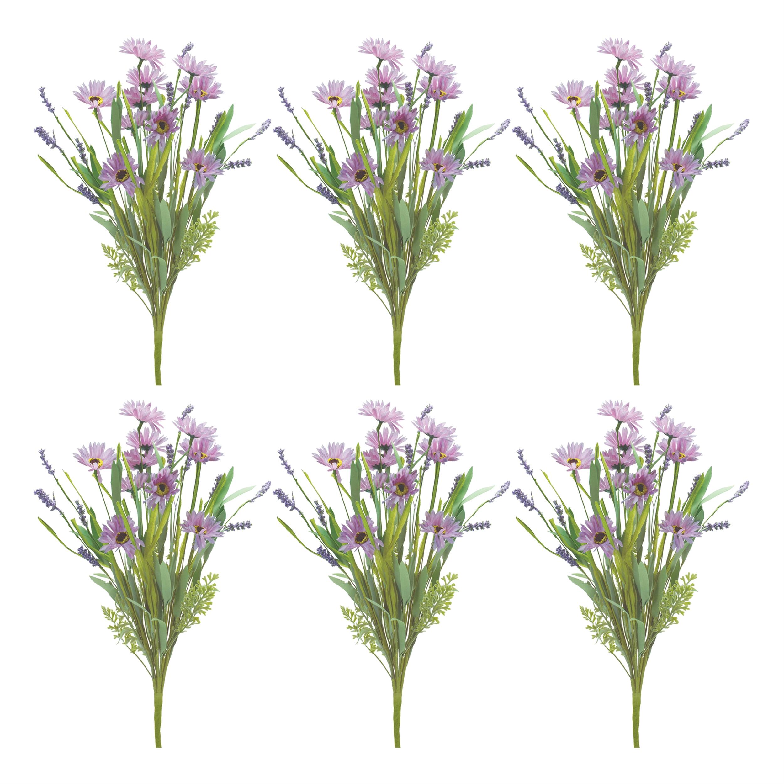 Angle. BreeBe - Mixed Daisy Bush (Set of 6) - Purple, Green.