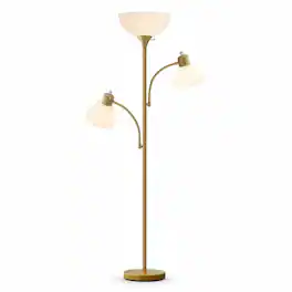 FINEAK - 72" Modern Torchiere Floor Lamp - &White Tall Standing Lamp with 8W Adjustable Reading Lights with Included Bulbs - Gold