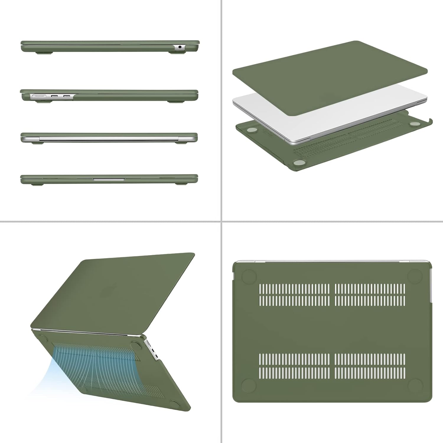 Alt View 1. mosiso - Laptop Case for MacBook Air 13 inch Case M5 A3449 M4 A3240 M3 A3113 M2 A2681 2022-2026 - Army Green.