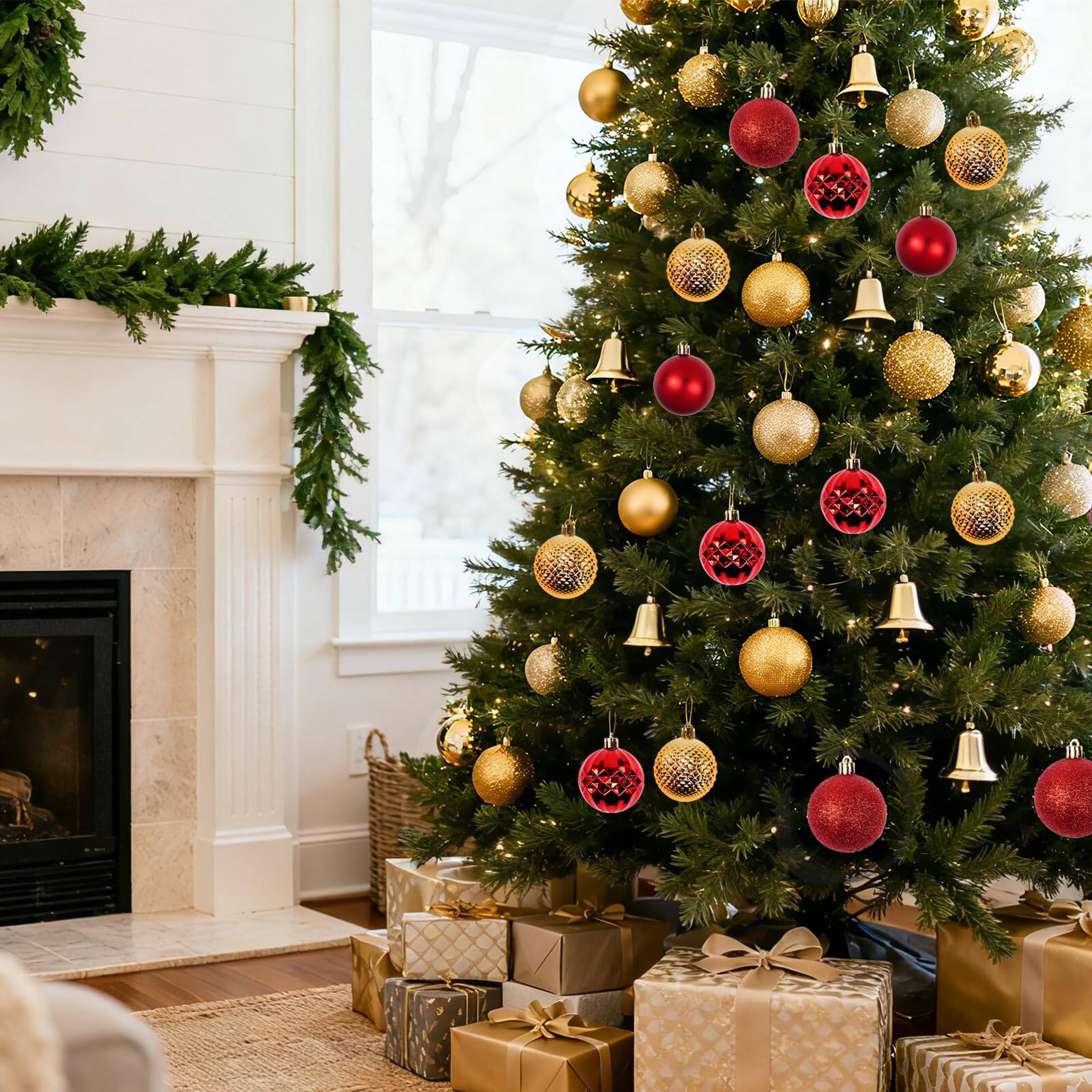 Alt View 4. Alchemy Casas - Christmas Tree Decorations Ornament Set 2.es Red Shatterproof Ball Ornaments Hanging Xmas Holiday Wedding - Blue, Silver.