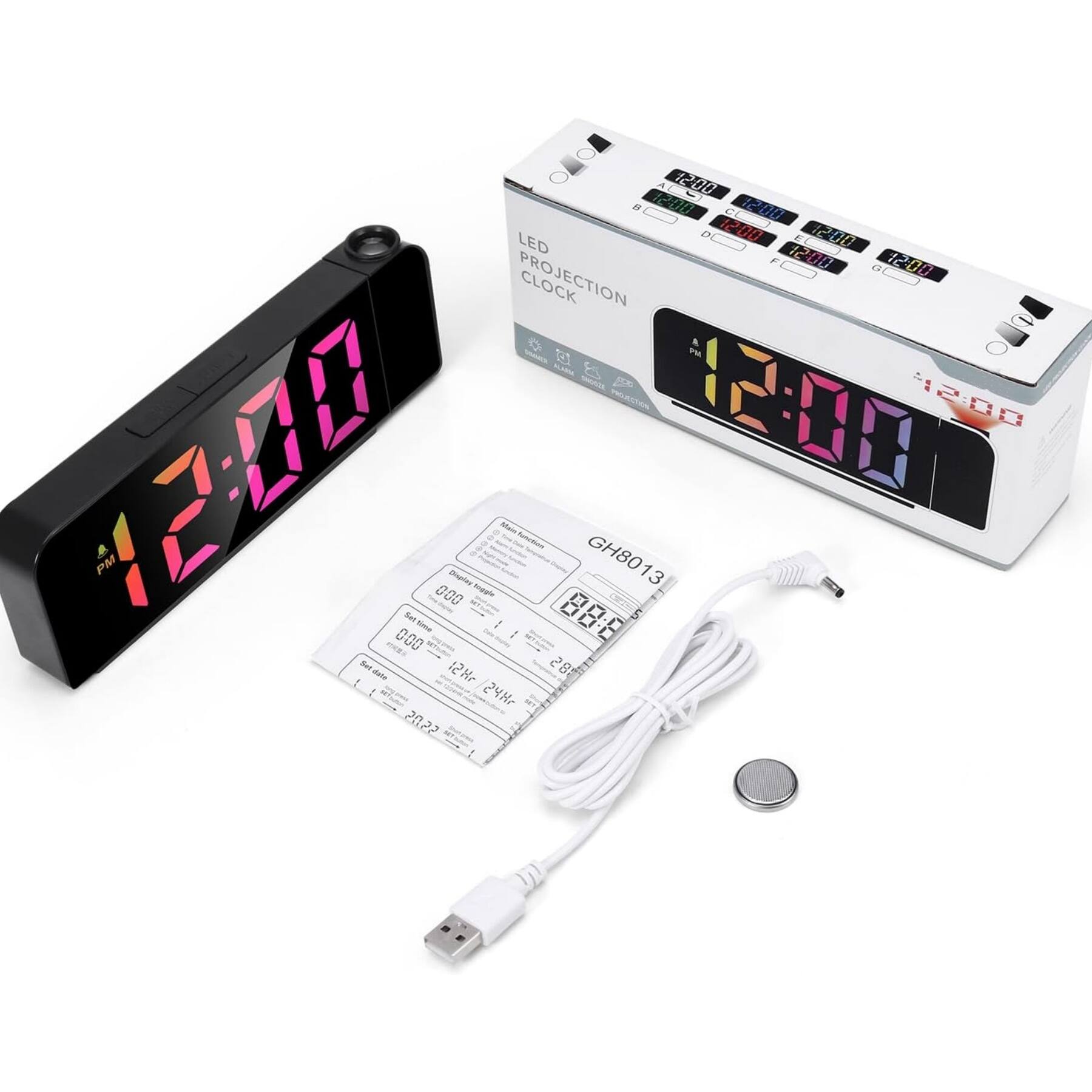 4. AL O 120010 1200 LED EN T20 E 1200 T 1200 PROJECTION CLOCK P - BT SIE -s 12:00 112:00 12:00 PM Bet 000 Inier Anpaio -d na 88:8 GH8013 5 13 -ie I 000 nt Sur ua 12Hr 28 24H 2022