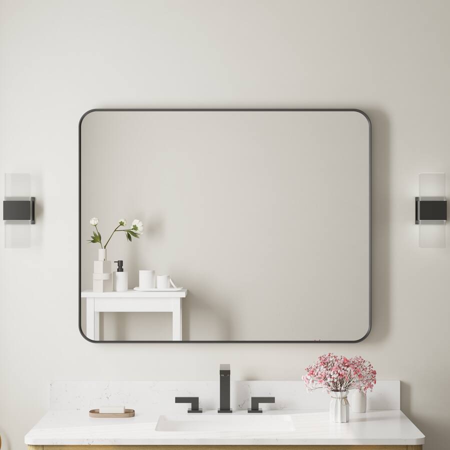 WELLFOR 40 in. W. x 32 in. H Rectangular Aluminum Framed Wall Mounted ...