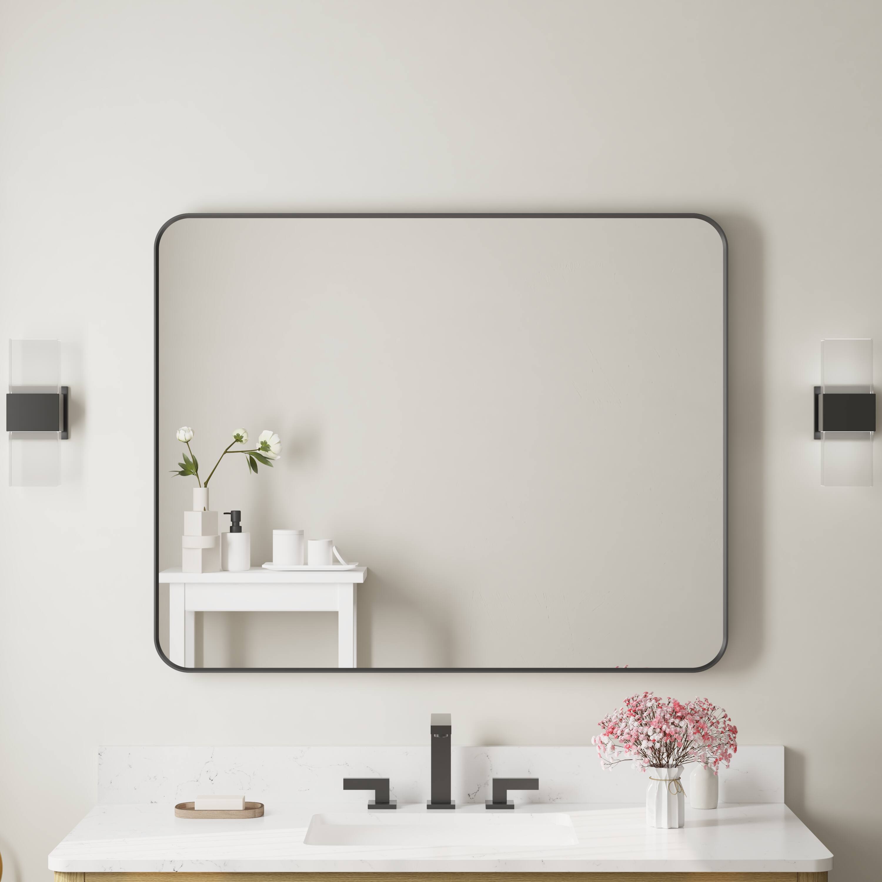 WELLFOR 40 in. W. x 32 in. H Rectangular Aluminum Framed Wall Mounted ...