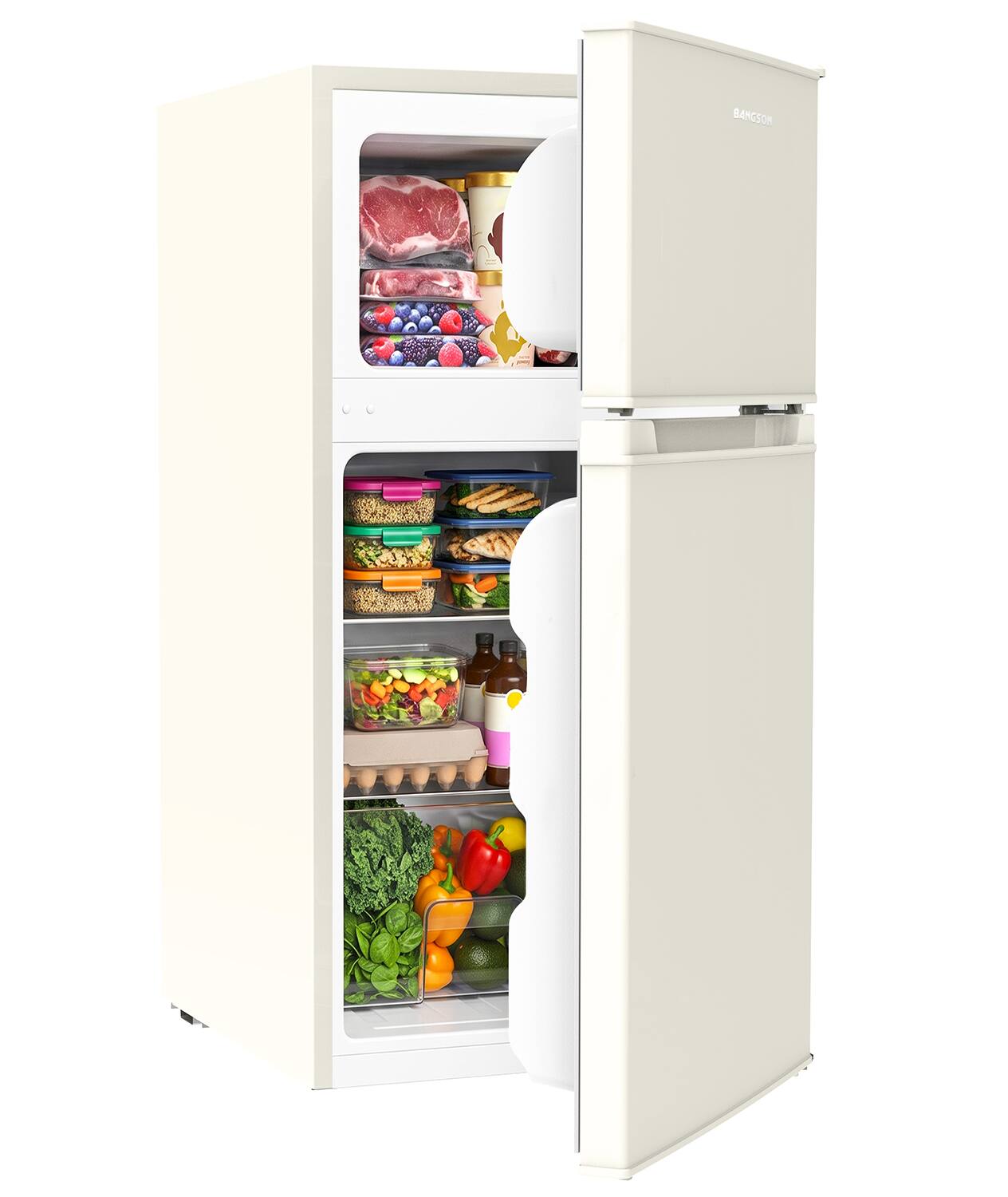 BANGSON 3.2 CU.FT Mini Fridge with Freezer,2 Door Compact Refrigerator ...