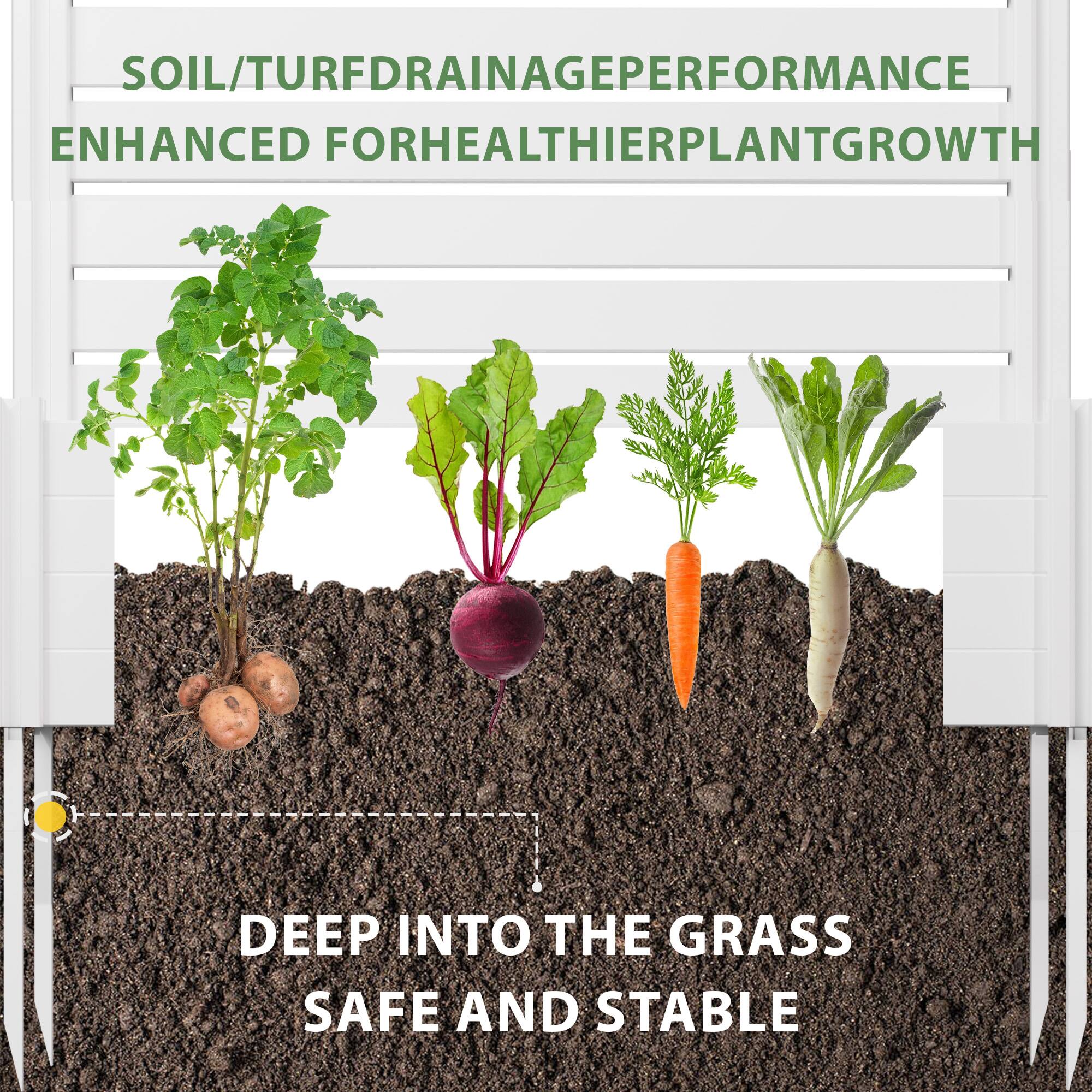 SOIL/TURF DRAINAGE PERFORMANCE  
ENHANCED FOR HEALTHIER PLANT GROWTH  

DEEP INTO THE GRASS  
SAFE AND STABLE