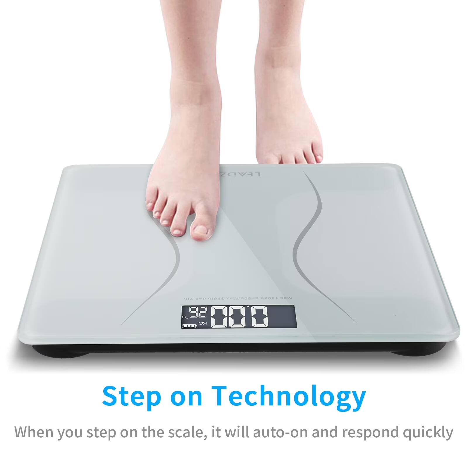 LEADZ I'020 SSAE XeW/D00-D 3OS D. EXH

Step on Technology

When you step on the scale, it will auto-on and respond quickly