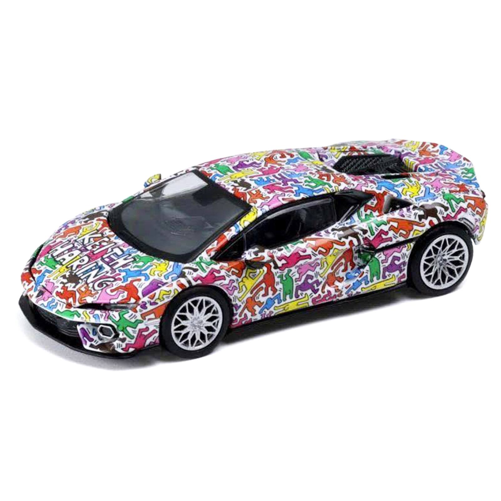 Alt View 4. Trends Hobby - Lamborghini Temerario "Keith Haring Livery" White with Graphics 1/64 Diecast Model car by Trends Hobby.