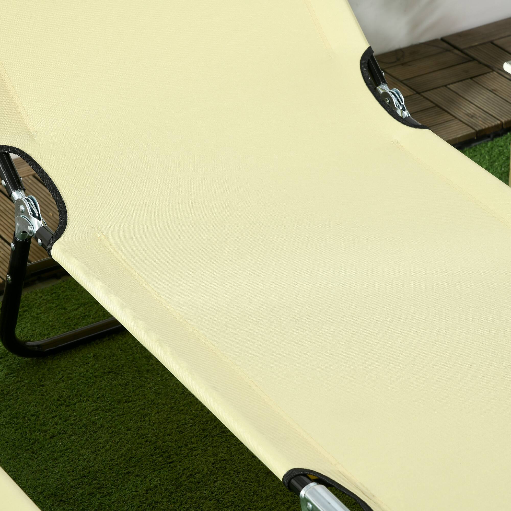 Alt View 7. Outsunny - Piece Folding Chaise Lounge Pool Chairs, Outdoor Sun Tanning Chairs , Steel Frame for Beach, Yard - Beige.